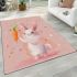 Cute cartoon rabbit with pink ears and tail area rugs carpet