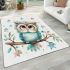 Cute cartoon watercolor baby owl area rugs carpet