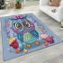 Cute chibi owl with a bow on its head area rugs carpet