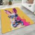 Cute colorful easter bunny with a bow tie and sunglasses area rugs carpet