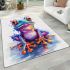 Cute colorful frog sitting on water area rugs carpet