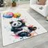 Cute colorful panda holding a balloon area rugs carpet