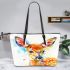 Cute deer colorful watercolor art style leather totee bag