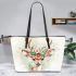 Cute deer with a flower crown leather totee bag