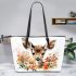 Cute deer with big head and eyes leather totee bag