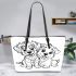 Cute dog and puppy coloring page for kids with crisp lines leather tote bag