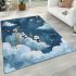 Cute drawing of pandas floating in the sky area rugs carpet