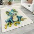 Cute frog cartoon style blue and green color area rugs carpet