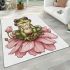 Cute frog sitting on the flower area rugs carpet