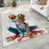 Cute frog with glasses in a full body shot area rugs carpet