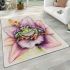 Cute green frog with purple flowers on its back area rugs carpet