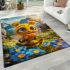 Cute happy baby bee with big beautiful eyes holding heart area rugs carpet