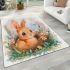 Cute happy baby bunny with big eyes sitting area rugs carpet