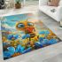 Cute happy bee with big eyes holding a heart shaped honey area rugs carpet