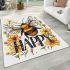 Cute happy bee with flowers on its wings area rugs carpet