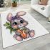 Cute kawaii gray bunny with big eyes area rugs carpet