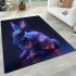 Cute little blue bunny with glowing neon pink area rugs carpet