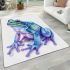 Cute little frog with a blue area rugs carpet