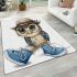 Cute little owl wearing blue shoes and a hat area rugs carpet