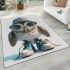 Cute little owl wearing blue sneakers area rugs carpet