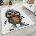 Cute little owl wearing blue sneakers area rugs carpet