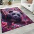 Cute little panda surrounded by pink cherry blossoms area rugs carpet