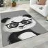 Cute little panda wearing glasses area rugs carpet