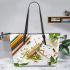 cute locust and music notes and violin with leave Leather Tote Bag