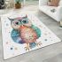 Cute owl clipart pastel watercolor style with glitter area rugs carpet