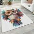 Cute owl clipart with big eyes colorful feathers area rugs carpet