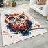 Cute owl clipart with big eyes colorful feathers area rugs carpet