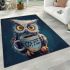 Cute owl holding a coffee cup area rugs carpet