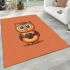 Cute owl holding coffee area rugs carpet