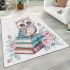 Cute owl sitting on books in the style of pastel colors area rugs carpet