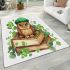 Cute owl wearing a green beret area rugs carpet