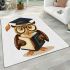 Cute owl wearing glasses and a graduation hat area rugs carpet