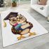 Cute owl wearing glasses and a graduation hat area rugs carpet