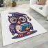 Cute owl wearing glasses and holding books area rugs carpet