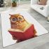 Cute owl wearing glasses reading books area rugs carpet