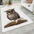 Cute owl wearing glasses reading books area rugs carpet