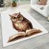 Cute owl wearing glasses reading books area rugs carpet