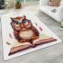 Cute owl wearing glasses reading books area rugs carpet