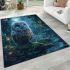 Cute owl with big blue eyes area rugs carpet