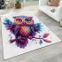 Cute owl with big eyes colorful feathers and beautiful wings perched area rugs carpet