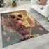 Cute owl with big eyes holding an ice cream area rugs carpet