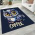 Cute owl with big yellow eyes holding a coffee cup area rugs carpet