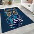 Cute owl with big yellow eyes holding a coffee cup area rugs carpet