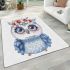 Cute owl with flowers on its head area rugs carpet