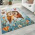 Cute owls in love colorful butterflies and flowers area rugs carpet