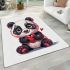 Cute panda bear making a heart with area rugs carpet